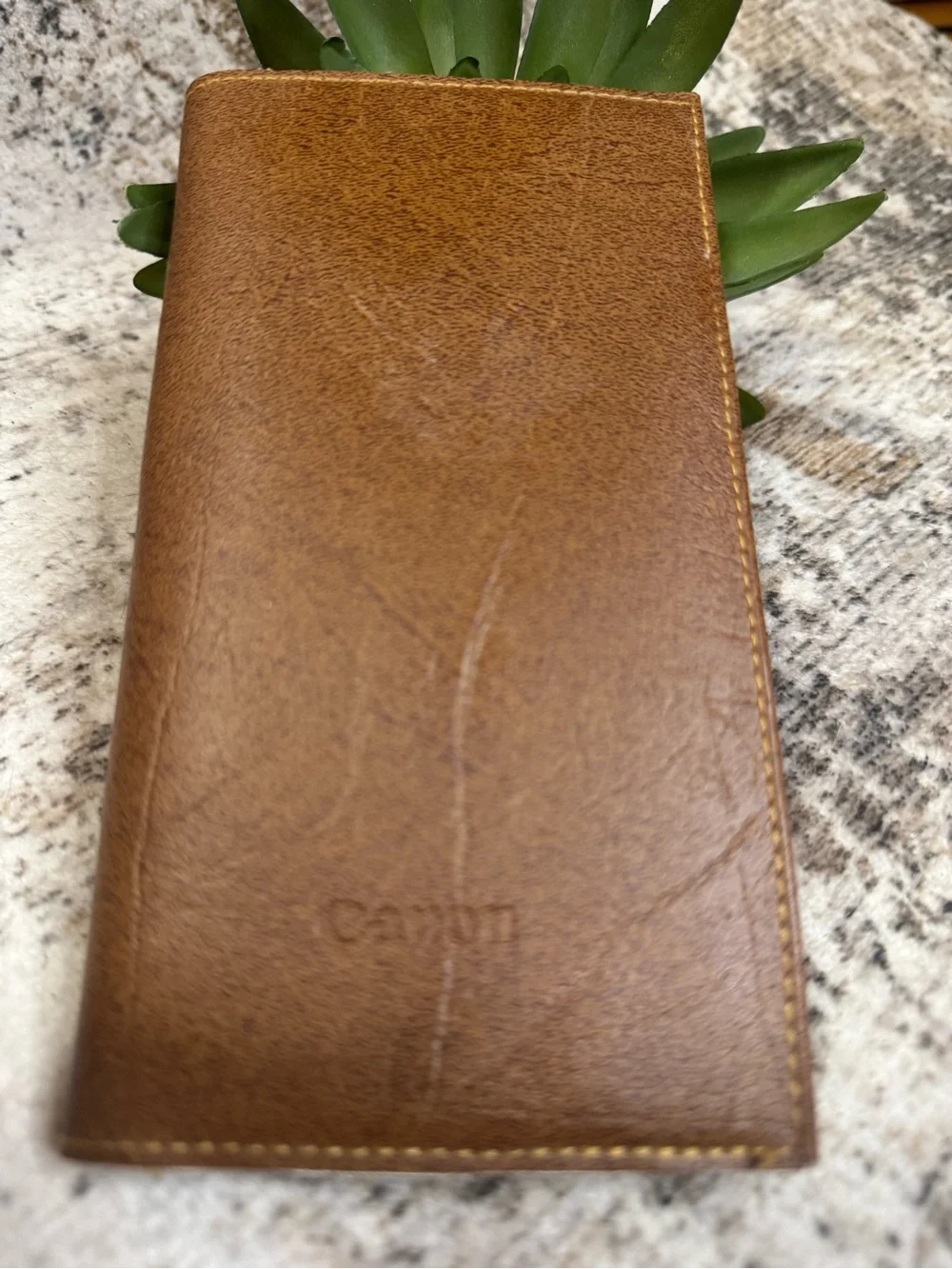 Vintage Canon Money Manager Checkbook Organizer in Brown and Gold